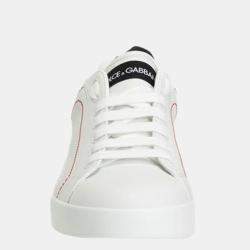 مملوكة مسبقًا Dolce & gabbana White/Black Portofino Sneaker Size EU 45