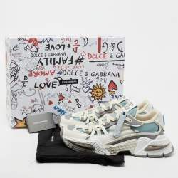 Pre Owned Dolce & Gabbana Multicolor Leather And Nylon Lace Up Sneakers Size 43 