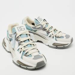 Pre Owned Dolce & Gabbana Multicolor Leather And Nylon Lace Up Sneakers Size 43 