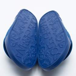 Pre Owned Dolce & Gabbana Blue Rubber DG Logo Slides Size 41