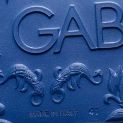 Pre Owned Dolce & Gabbana Blue Rubber DG Logo Slides Size 41