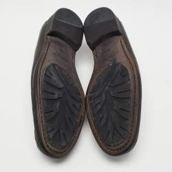 Pre Owned Dolce & Gabbana Dark Brown Leather Loafers Size 43.5