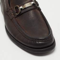 Pre Owned Dolce & Gabbana Dark Brown Leather Loafers Size 43.5