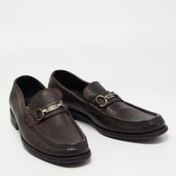 Pre Owned Dolce & Gabbana Dark Brown Leather Loafers Size 43.5