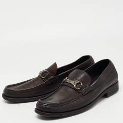 Pre Owned Dolce & Gabbana Dark Brown Leather Loafers Size 43.5