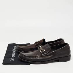 Pre Owned Dolce & Gabbana Dark Brown Leather Loafers Size 43.5