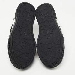 Pre Owned Dolce & Gabbana Black/White Leather and Fabric Miami Sneakers Size 40
