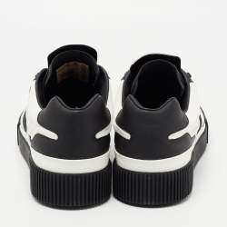 Pre Owned Dolce & Gabbana Black/White Leather and Fabric Miami Sneakers Size 40