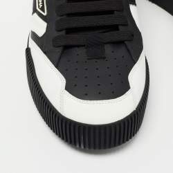 Pre Owned Dolce & Gabbana Black/White Leather and Fabric Miami Sneakers Size 40