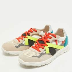 مملوكة مسبقًا Dolce & Gabbana Multicolor Suede and Leather Cut Out Sneakers Size 42.5