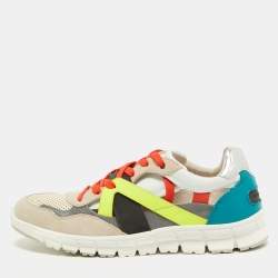 مملوكة مسبقًا Dolce & Gabbana Multicolor Suede and Leather Cut Out Sneakers Size 42.5