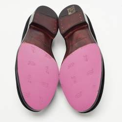 Pre Owned Dolce & Gabbana Black Velvet DG Logo Smoking Slippers Size 41