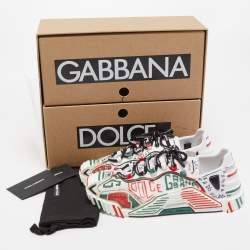 Dolce & Gabbana Multicolor Canvas and Fabric Graffiti Print Ns1 Low Top Sneakers Size 40