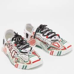 Dolce & Gabbana Multicolor Canvas and Fabric Graffiti Print Ns1 Low Top Sneakers Size 40