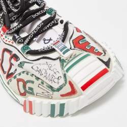 Dolce & Gabbana Multicolor Canvas and Fabric Graffiti Print Ns1 Low Top Sneakers Size 40