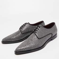 Dolce & Gabbana Silver Glitter Fabric Derby Size 43