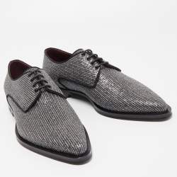Dolce & Gabbana Silver Glitter Fabric Derby Size 43