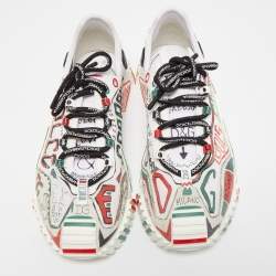 Pre Owned Dolce & Gabbana Multicolor Canvas and Fabric Graffti Print NS1 Low Top Sneakers Size 44