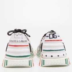 Pre Owned Dolce & Gabbana Multicolor Canvas and Fabric Graffti Print NS1 Low Top Sneakers Size 44