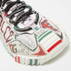 Pre Owned Dolce & Gabbana Multicolor Canvas and Fabric Graffti Print NS1 Low Top Sneakers Size 44