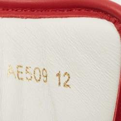 Pre Owned Dolce & Gabbana Red/White Printed Leather New Roma Low-Top Sneakers Size 46