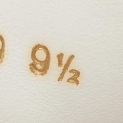 Pre Owned  Dolce & Gabbana Dolce & Gabbana White Leather Pearl And Stud Embellished Lace Up Sneakers Size 43.5