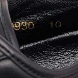 Pre Owned Dolce & Gabbana Black Leather Logo Plaque Low Top Sneakers Size 44
