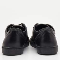 Pre Owned Dolce & Gabbana Black Leather Logo Plaque Low Top Sneakers Size 44