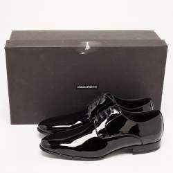 مملوكة مسبقًا Dolce & Gabbana Black Patent Leather Derby Size 40.5
