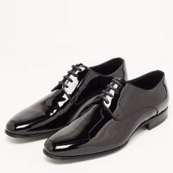 مملوكة مسبقًا Dolce & Gabbana Black Patent Leather Derby Size 40.5