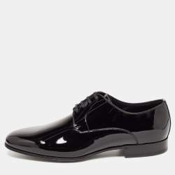 مملوكة مسبقًا Dolce & Gabbana Black Patent Leather Derby Size 40.5
