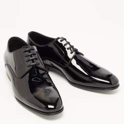 مملوكة مسبقًا Dolce & Gabbana Black Patent Leather Derby Size 40.5