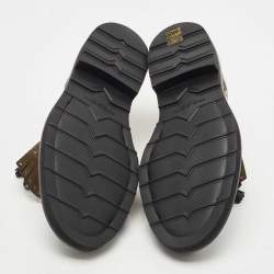 Pre Owned Dolce & Gabbana Black/Green Studded Leather Brogue Detail Fringe Oxfords Size 41