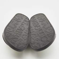 Pre Owned Dolce & Gabbana Black Rubber DG Logo Beachwear Flat Slides Size 44
