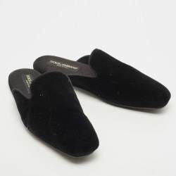 Dolce & Gabbana Black Velvet Slip On Mules Size 42 