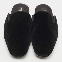 Dolce & Gabbana Black Velvet Slip On Mules Size 42 