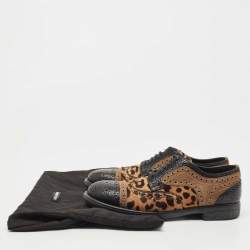 Dolce & Gabbana Leather And Calf Hair Leopard Print Oxfords Size 41