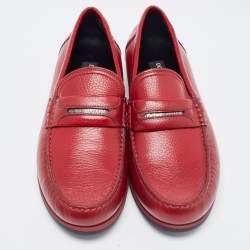 Pre Owned Dolce & Gabbana Red Leather Penny Loafers Size 41.5