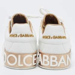 Pre Owned Dolce & Gabbana White  Leather Portofino Low Top Sneakers Size 40