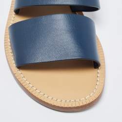 Dolce & Gabbana Navy Blue Leather Slingback Buckle Sandals Size 42