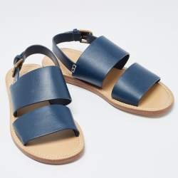 Dolce & Gabbana Navy Blue Leather Slingback Buckle Sandals Size 42