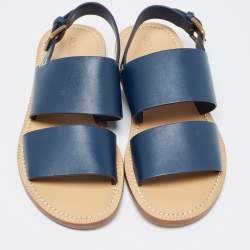 Dolce & Gabbana Navy Blue Leather Slingback Buckle Sandals Size 42