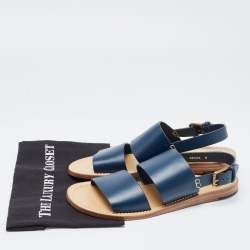 Dolce & Gabbana Navy Blue Leather Slingback Buckle Sandals Size 42