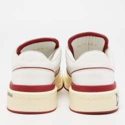 Pre Owned Dolce & Gabbana Red/White Printed Leather New Roma Low-Top Sneakers Size 41