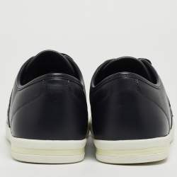 Pre Owned Dolce & Gabbana Navy Blue Leather Logo Plaque Sneakers Size 44