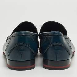 Pre Owned Dolce & Gabbana Teal Leather Genova Loafers Size 44