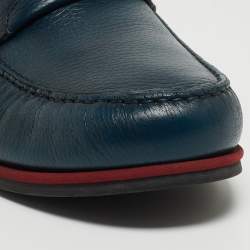 Pre Owned Dolce & Gabbana Teal Leather Genova Loafers Size 44