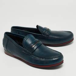 Pre Owned Dolce & Gabbana Teal Leather Genova Loafers Size 44