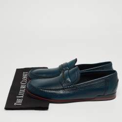 Pre Owned Dolce & Gabbana Teal Leather Genova Loafers Size 44