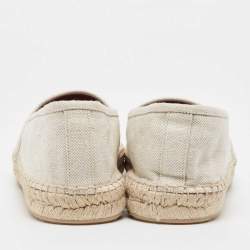 Dolce & Gabbana Beige Canvas Embroidered Slip On Espadrilles Size 45